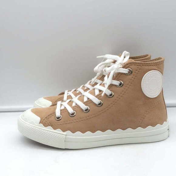 Chloe Kyle High Top Sneakers Beige Suede Size 36 NEW - Picture 7 of 12